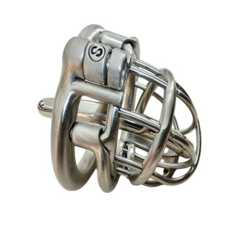 Titanium-Steel Chastity Cage with Catheter Q609072